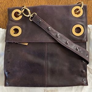 Hammitt Montana Large Crossbody Bag Reversible Black and Purple Leather EUC